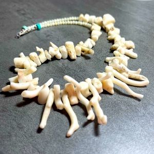 White Natural Branch Coral Necklace Vintage from the Seventies